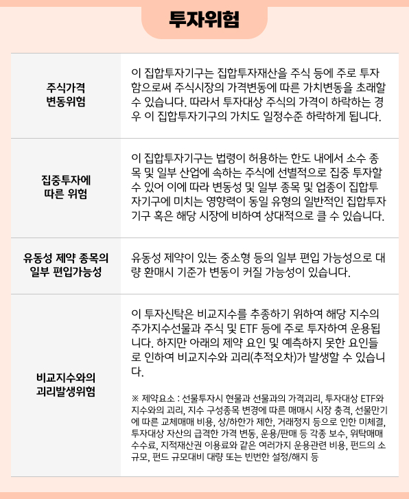 KB스타 코스닥150 인덱스 펀드 투자 위험